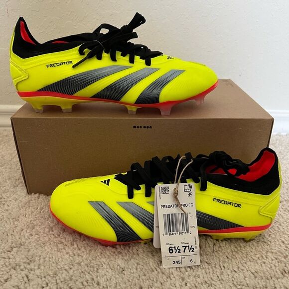 Adidas Predator Pro FG Yellow / Black Soccer Cleats - Picture 1 of 11